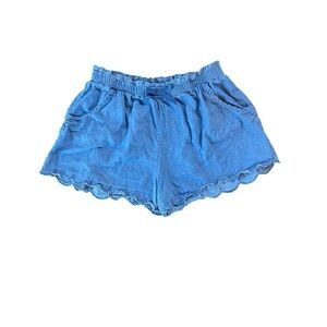 Nanette Lepore 100% Cotton Girl’s Blue Scalloped Shorts